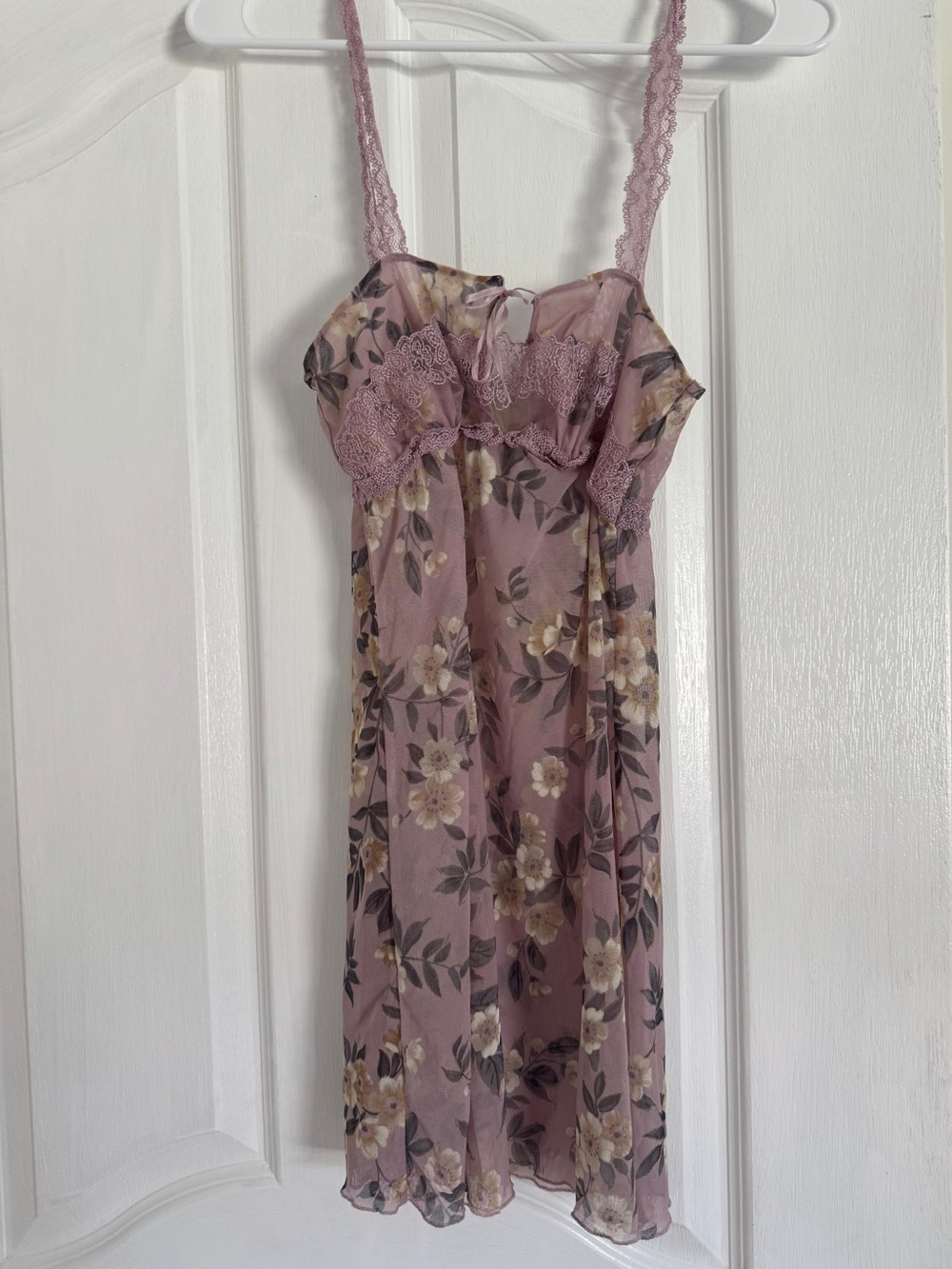 La Perla Sheer Floral Lace Chemise Nightgown - Dusty Rose